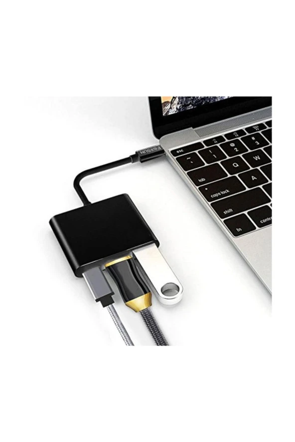Type-c To 4k Hdmı + Usb 3.0 + Usb Type-c Dönüştürücü - Resim 2