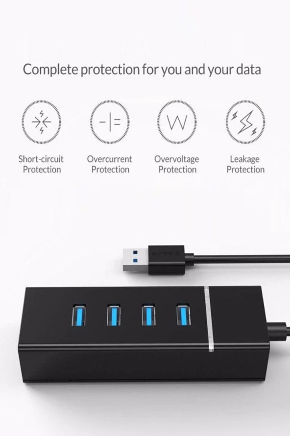 Usb 3.0 4 Port Usb Çoğaltıcı 5gbps Super Speed 1 Metre Siyah - Resim 2