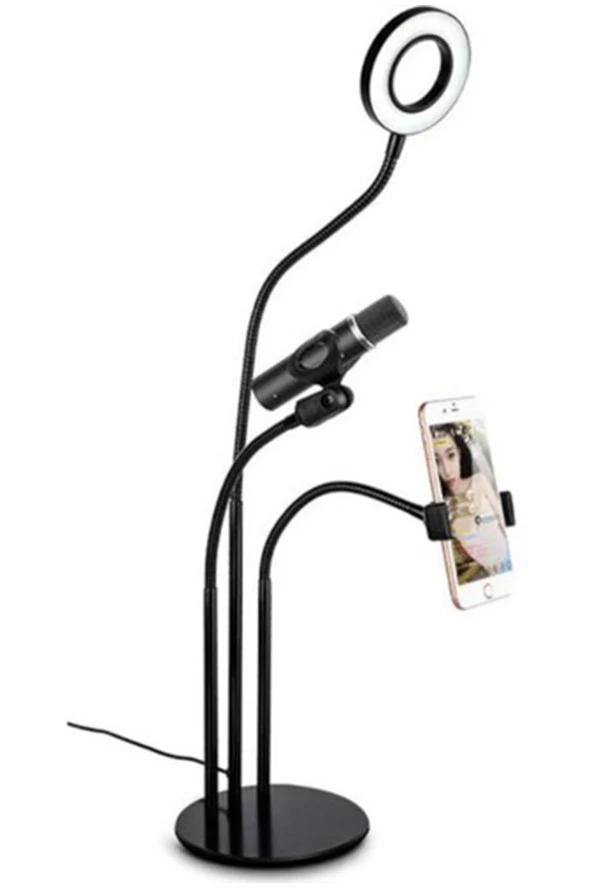 3in1 Youtube Set Cep Telefonu & Mikrofon Tutucu Ve Selfie Işığı - Resim 2