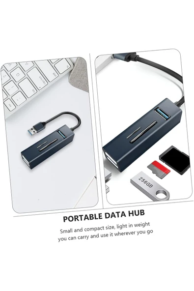 Type-c To Usb Dönüştürücü 3.0 Hub 5in1 Port Hızlı Aktarım 5gbps Usb Hafıza Kart Okuyucu Telefon Pc - 6