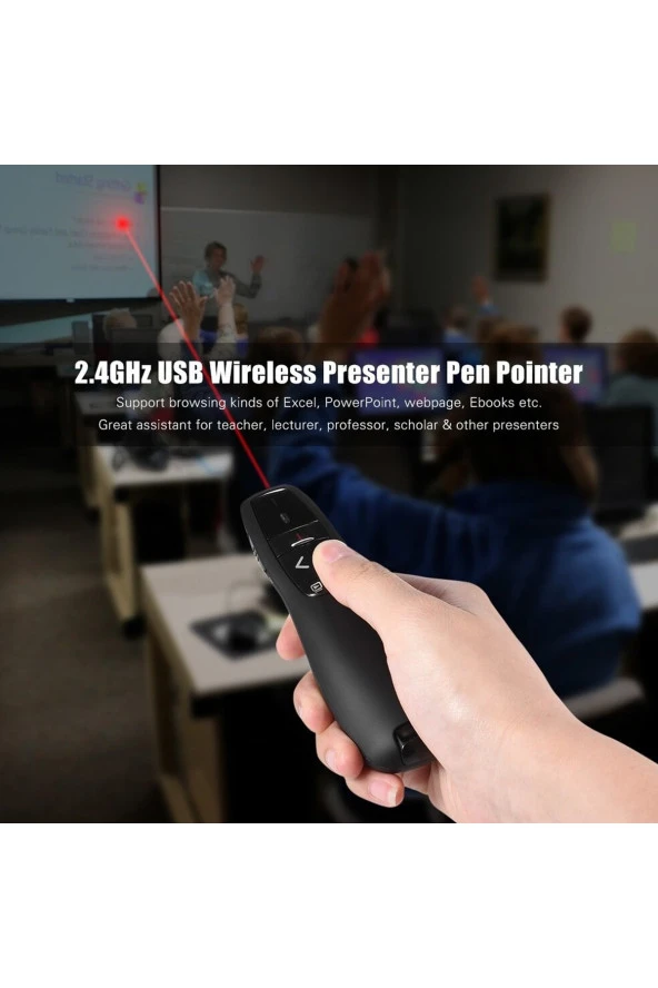 Kablosuz Lazer Sunum Kumandası Usb Alıcılı 2,4 Ghz Powerpoint Sunumu Kırmızı Işık Uzaktan Kumanda - 2