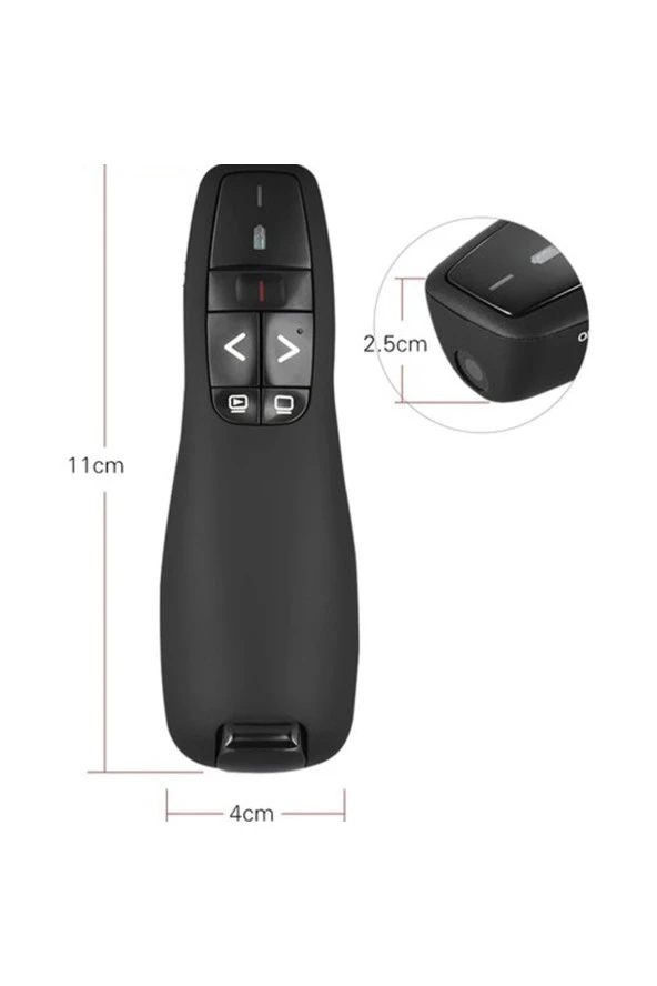 Kablosuz Lazer Sunum Kumandası Usb Alıcılı 2,4 Ghz Powerpoint Sunumu Kırmızı Işık Uzaktan Kumanda - 4