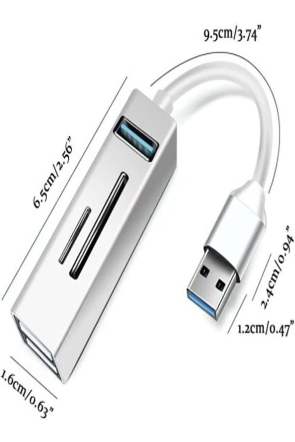 Pc Usb Çoklayıcı 3.0 Hub Usb To Usb 5in1 Port Hızlı Aktarım 5gbps Usb Hafıza Kart Okuyucu A803 - 2