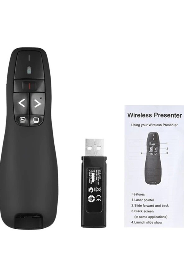 Kablosuz Lazer Sunum Kumandası Usb Alıcılı 2,4 Ghz Powerpoint Sunumu Kırmızı Işık Uzaktan Kumanda
