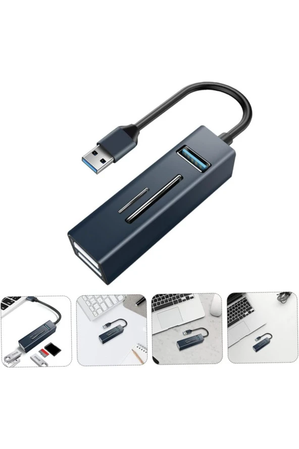 Type-c To Usb Dönüştürücü 3.0 Hub 5in1 Port Hızlı Aktarım 5gbps Usb Hafıza Kart Okuyucu Telefon Pc - 4
