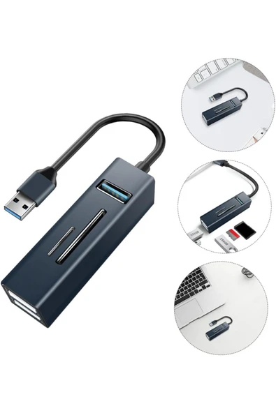 Type-c To Usb Dönüştürücü 3.0 Hub 5in1 Port Hızlı Aktarım 5gbps Usb Hafıza Kart Okuyucu Telefon Pc - 5