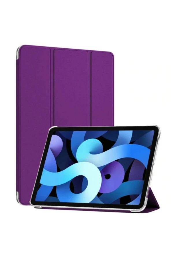 Ipad 10.2 (7.nesil) Ile Uyumlu Kılıf Stand Olabilen Katlanabilir Smart Cover Mor