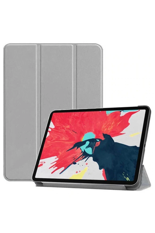 Galaxy Tab S8 Plus X800 12.4 Inç Ile Uyumlu Kılıf Stand Olabilen Katlanabilir Smart Cover Gri