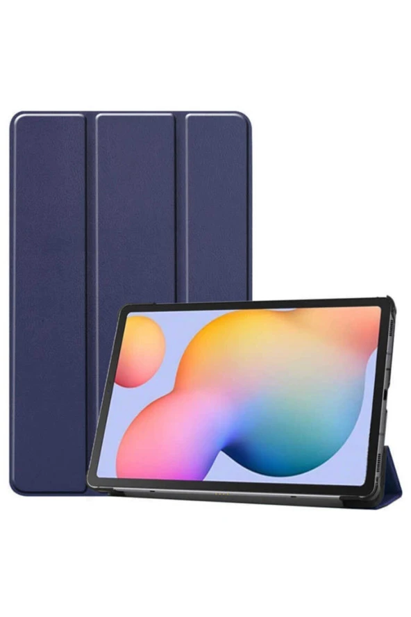 Galaxy Tab S8 Plus X800 12.4 Inç Ile Uyumlu Kılıf Stand Olabilen Katlanabilir Smart Cover Lacivert