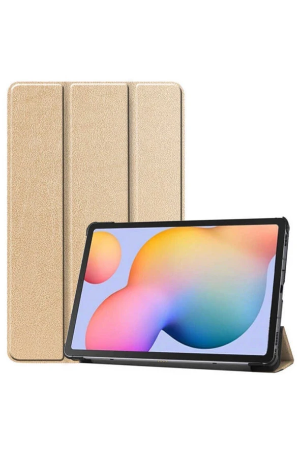 Ipad Air 9.7 2018 Ile Uyumlu Kılıf Stand Olabilen Katlanabilir Smart Cover Gold