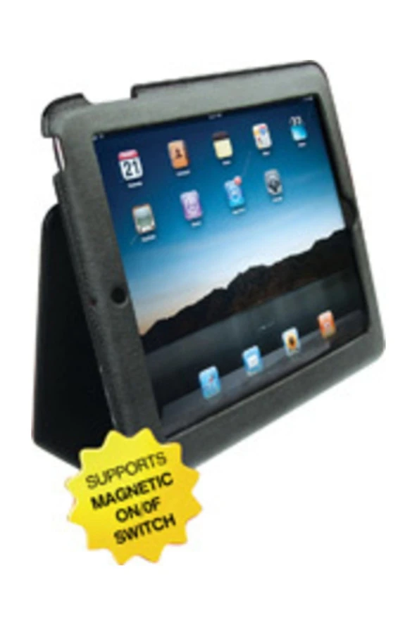 BK-02 BLACK & BLACK IPAD2 KILIF STAND UYKU MODU On-Off MAGNET DIŞI SİYAH İÇİ SİYAH