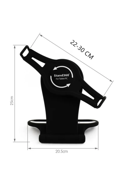 Stand Rotating Tablet Tutucu 360 Dönerbaşlıklı 10inch Masaüstü Tablet Standı Siyah - Resim 7