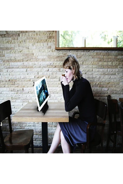 Stand Rotating Tablet Tutucu 360 Dönerbaşlıklı 10inch Masaüstü Tablet Standı Siyah - Resim 5