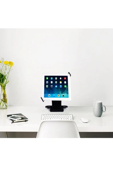 Stand Rotating Tablet Tutucu 360 Dönerbaşlıklı 10inch Masaüstü Tablet Standı Siyah - Resim 6