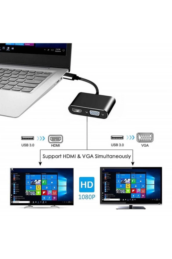 Usb 3.0/ 2.0-hdmı- Vga-hdtv Adaptör Kablosu Harici Dönüştürücü - Resim 4