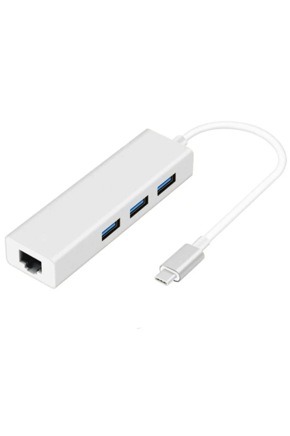 Usb 3.1 Type C To Ethernet + 3 X Usb Çevirici 4 Port Hub Çoklayıcı