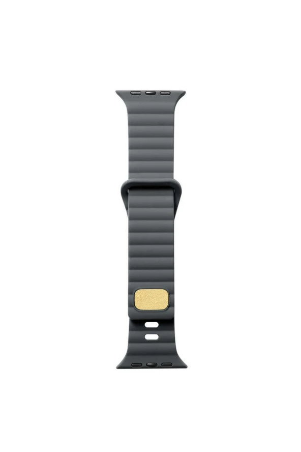 Apple Watch Ultra Ile Uyumlu Metal Toka Tasarımlı 49mm Strip Kabartmalı Kordon Gri