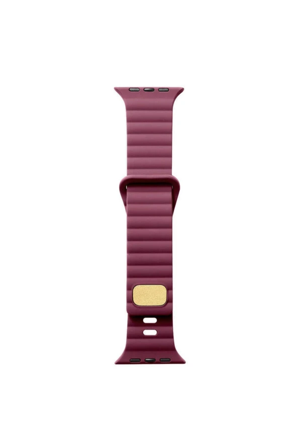 Apple Watch 5 Ile Uyumlu Metal Toka Tasarımlı 38-40mm Strip Kabartmalı Kordon Mürdüm ürün görseli