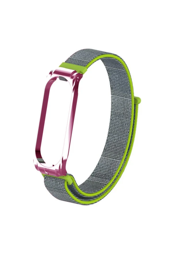 Xiaomi Mi Band 3 Ile Uyumlu Saat Kayışı Hasır Örme Metal Çerçeve Kordon Kayış Fıstık Yeşili-mor ürün görseli