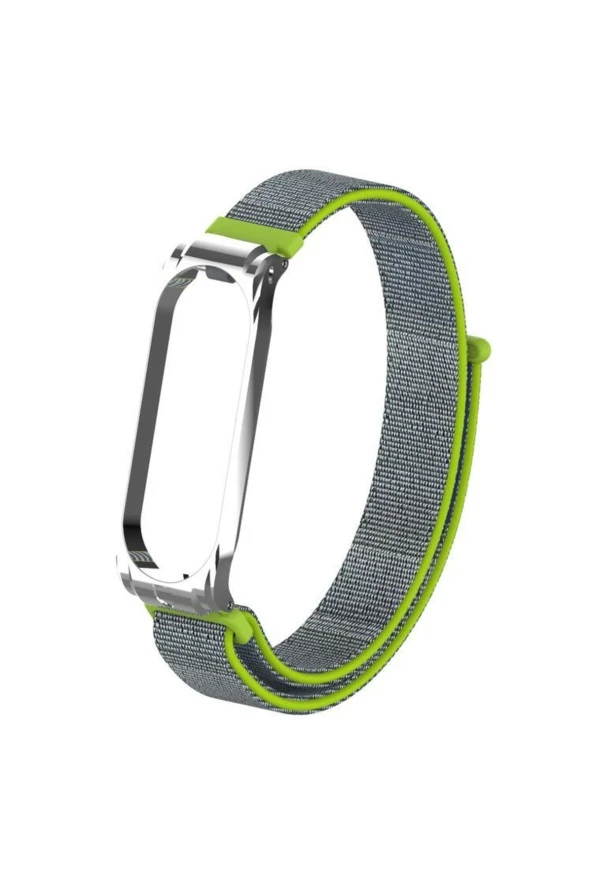 Xiaomi Mi Band 3 Ile Uyumlu Saat Kayışı Hasır Örme Metal Çerçeve Kordon Kayış Fıstık Yeşili - Resim 4