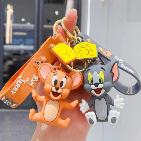 Tom ve Jerry 3D Karakter İkili Silikon Anahtarlık - 2