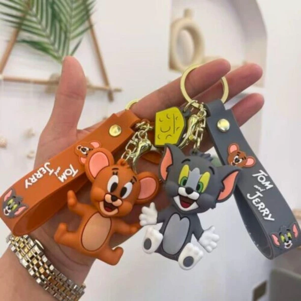 Tom ve Jerry 3D Karakter İkili Silikon Anahtarlık - 3