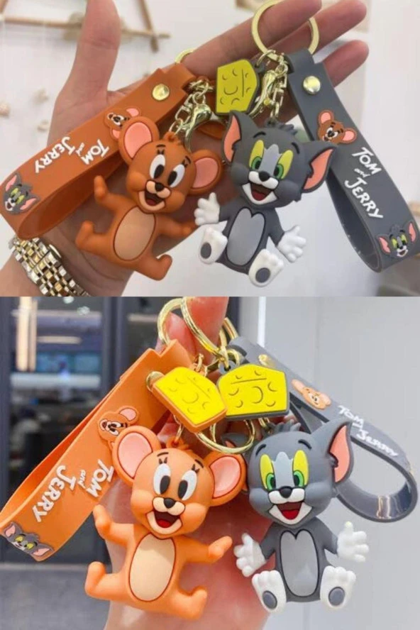 Tom ve Jerry 3D Karakter İkili Silikon Anahtarlık - 10