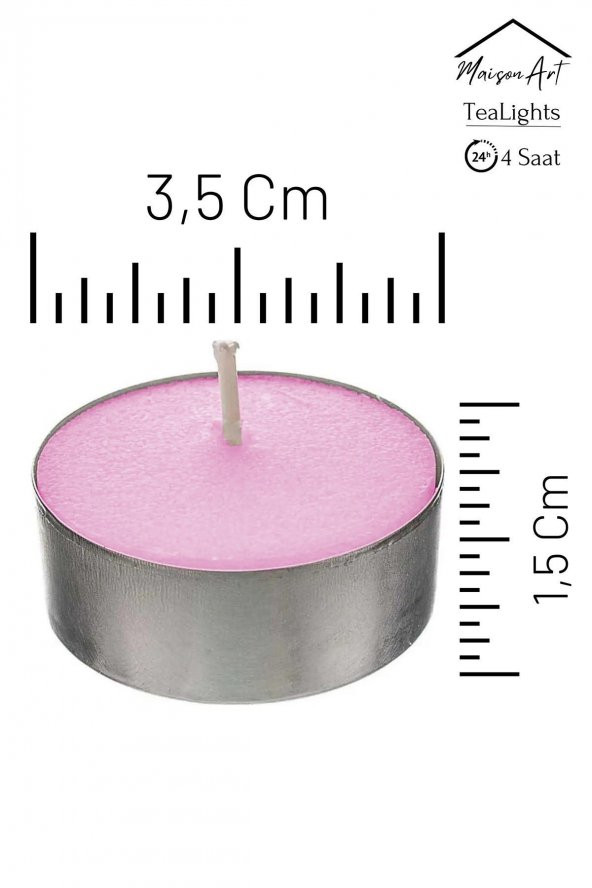 10 Adet | Gül Kokulu Tealight Mum | 4 Saat Yanar | Dekoratif Mumluk Mumu - 2