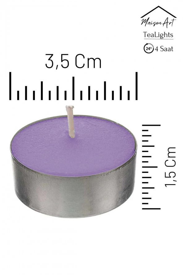 10 Adet | Lavanta Kokulu Tealight Mum | 4 Saat Yanar | Dekoratif Mumluk Mumu - 2