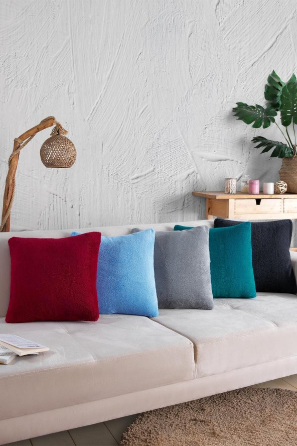 Sofa | 2 Adet Mavi Renk Welsoft Kırlent Kılıfı Yastık Kılıfı 44x44 Cm - 3
