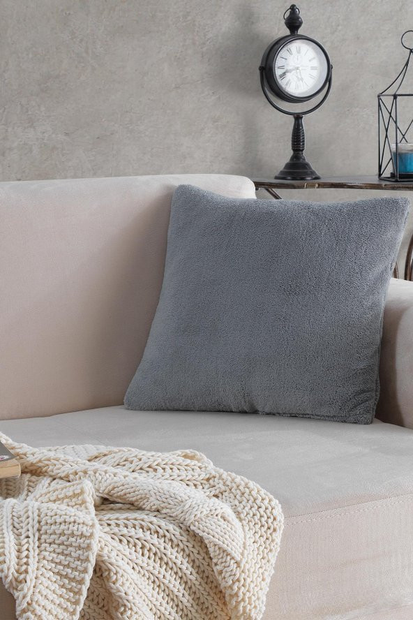 Sofa | 1 Adet Gri Renk Welsoft Kırlent Kılıfı Yastık Kılıfı 44x44 Cm