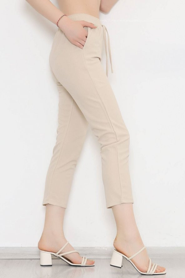Beli Lastikli Pantolon Taş - 20819.683. - 5