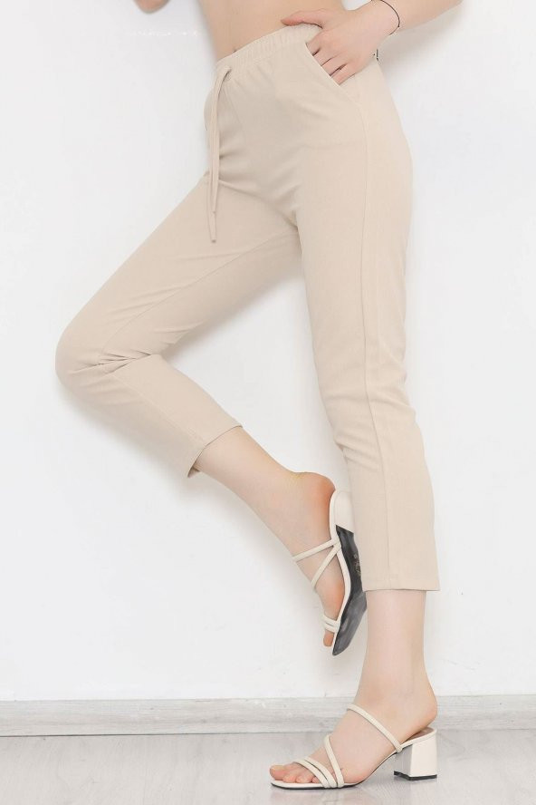 Beli Lastikli Pantolon Taş - 20819.683. - 7