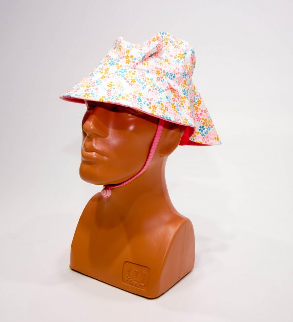Nabaiji Bebek Uv Korumalı Şapka - Pembe / Çiçek Baskılı 1-3 Yaş 46-48cm  Kafa Ölcüsü Çift Taraflı Meridyendukkan