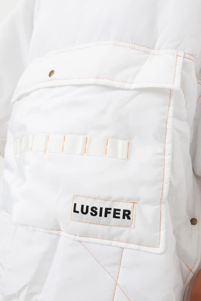 Kapüşonlu Maxi Şişme Mont Beyaz - 10