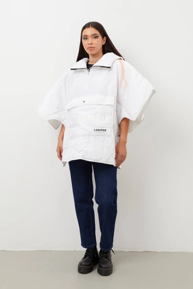 Kapüşonlu Maxi Şişme Mont Beyaz - 2