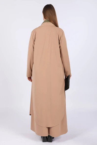 Kadın Büyük Beden Düz Basic Takım 2'li Bej - Resim 3