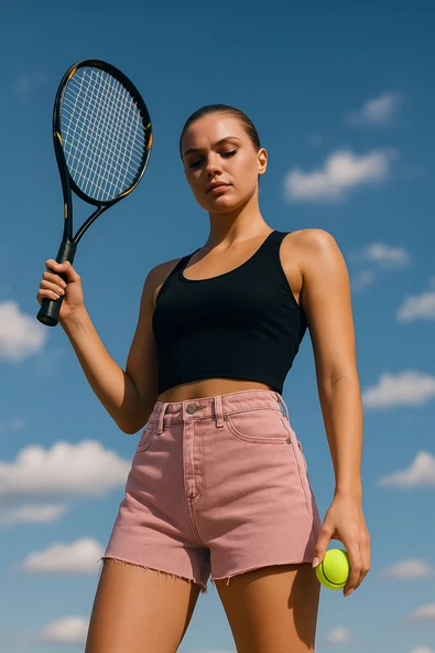 Kadın Yüksek Bel Paçası Kesik Jean Şort Gül Kurusu