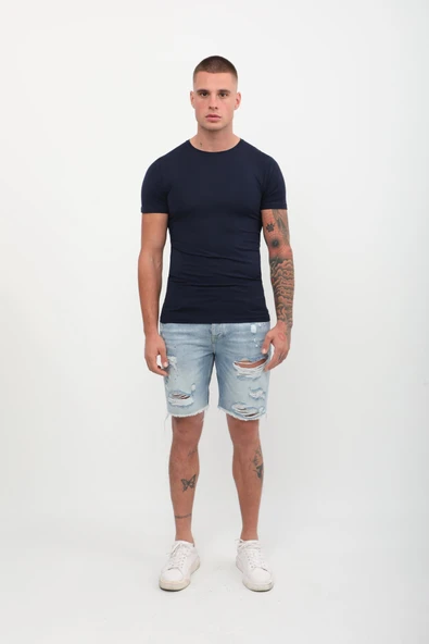 Bisiklet Yaka Basic Tişört Siyah - 4