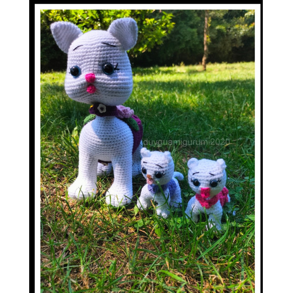 Amigurumi Kedi oyuncak seti Anneli bebekli set Örme Oyuncak Hayvan figürü - 2