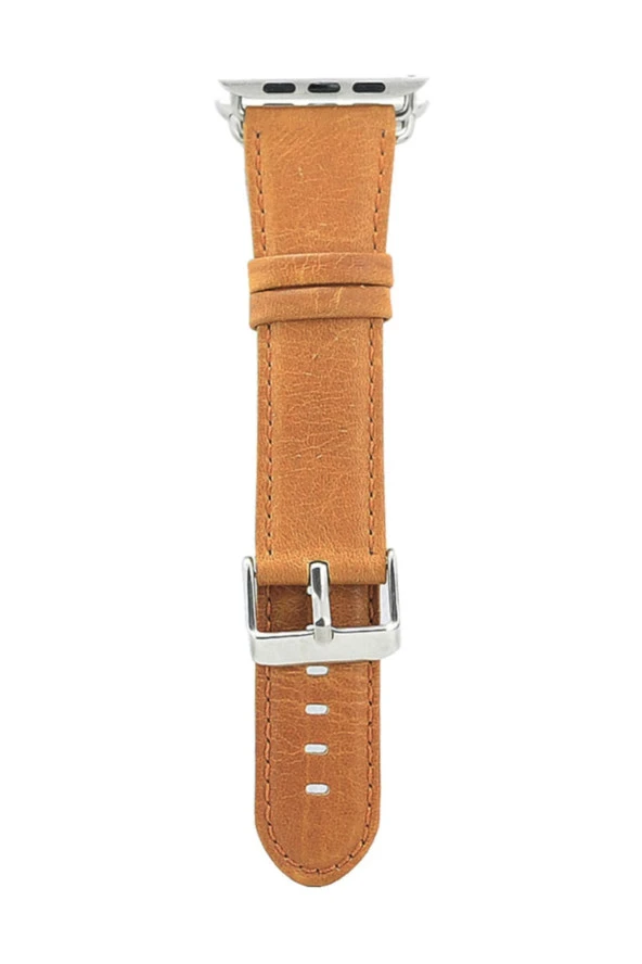 Apple Watch Için 38mm Hakiki Deri Kayış Kordon Kahverengi Açık - Resim 2