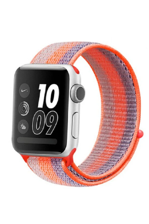 Apple Watch 38-40 mm Turuncu Gri Fabric Bileklik Kumaş Kayış Kordon ürün görseli