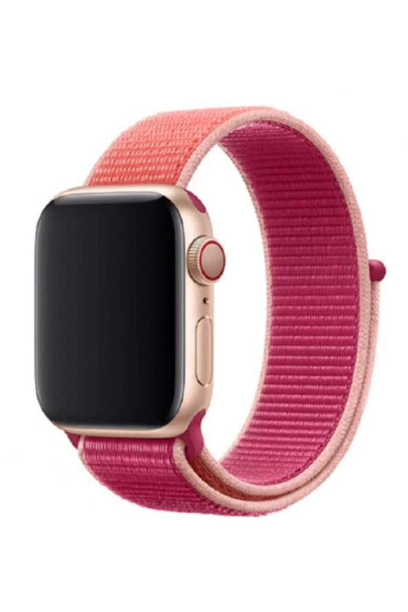 Apple Watch 38-40mm Bilekli Kumaş Pembe Kayış Kordon