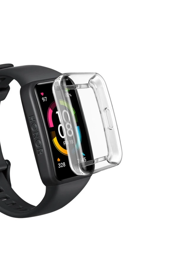 Honor Band 6 Pro ile uyumlu Şeffaf Tam Kapatan Çerceve PC Kasa Koruma Gard Çerçeve Şeffaf ürün görseli