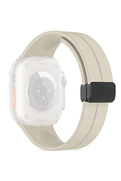 Apple Watch SE 2022 ile uyumlu Kordon 44mm Katlanabilir Mıktanıslı Tokalı Ethereal Spor Kayış Kordon - Resim 6