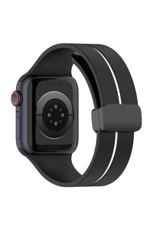 Apple Watch 6 Ile Uyumlu 42-44mm Katlanabilir Mıktanıslı Tokalı Infatuation Spor Kayış - Resim 3