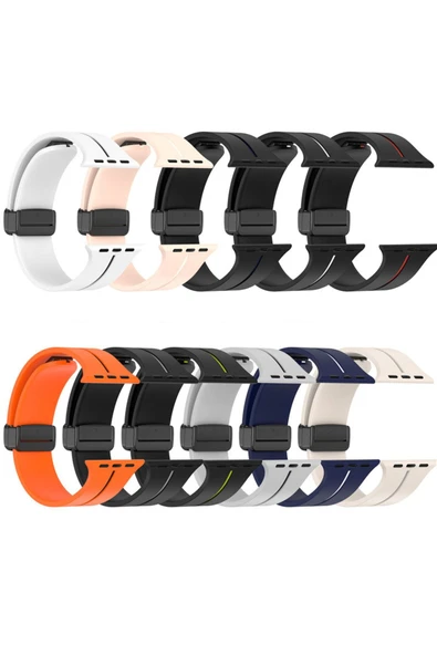 Apple Watch 6 Ile Uyumlu 42-44mm Katlanabilir Mıktanıslı Tokalı Infatuation Spor Kayış - Resim 4