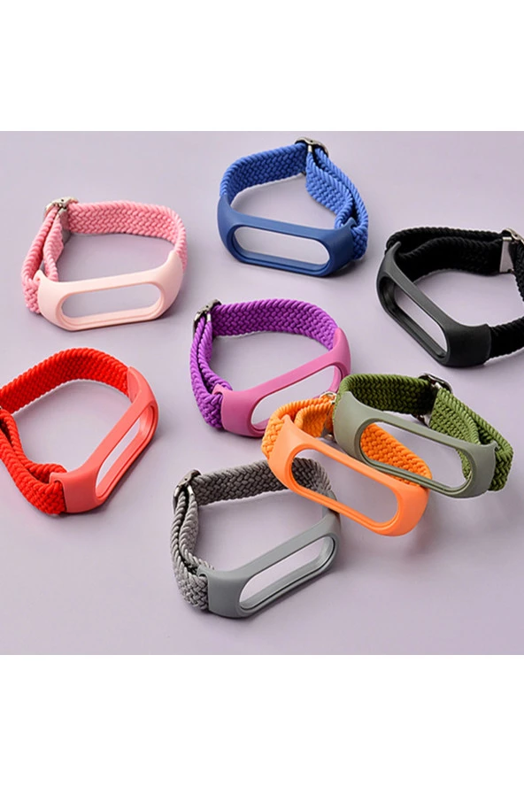 Xiaomi Mi Band 7 Ile Uyumlu Mixed Kayış Hasır Örmeli Kordon Kayış Denim - Resim 3