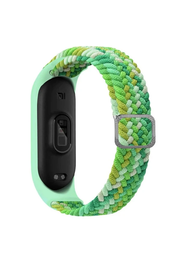 Xiaomi Mi Band 7 Ile Uyumlu Mixed Kayış Hasır Örmeli Kordon Kayış Yeşilimsi ürün görseli