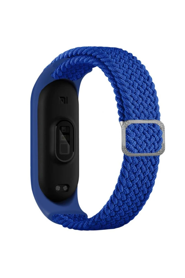 Xiaomi Mi Band 7 Ile Uyumlu Mixed Kayış Hasır Örmeli Kordon Kayış Lacivert ürün görseli